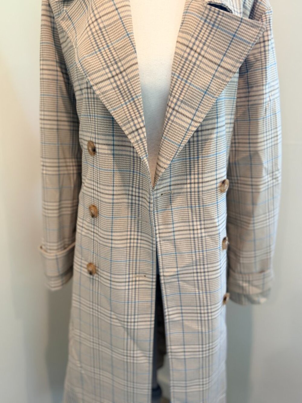 Bagatelle Plaid Relaxed Duster Trench Coat M - Picture 3 of 9